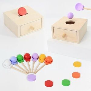 MONTESSORI | NWB INTELLIGENCE WOODEN SENSORY TOY COIN BOX BALL SORTING GAMES 3+